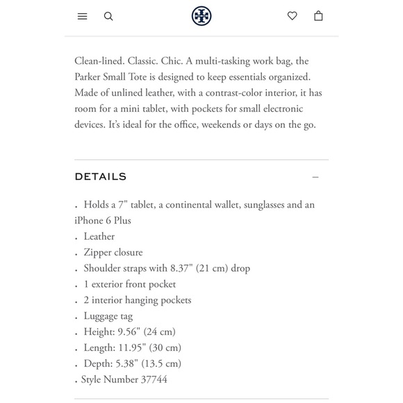 💙*SOLD*Tory Burch Small Parker Leather Tote 💙 - Picture 7 of 8